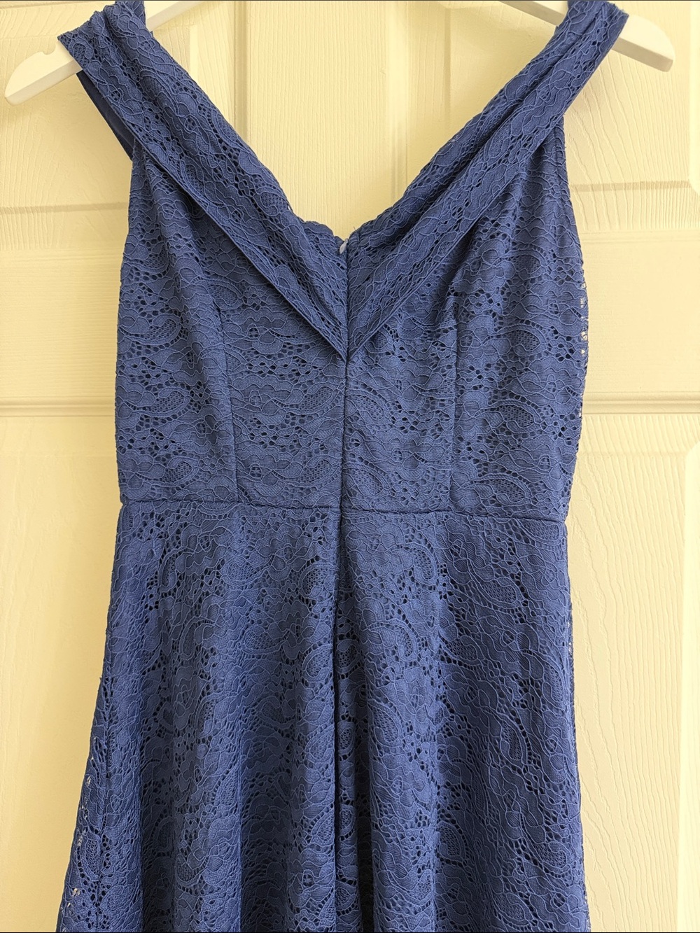 Navy Lace Fit-and-Flare Dress - Sleeveless Elegant Cocktail Style - Picture 3 of 5